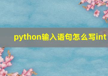 python输入语句怎么写int