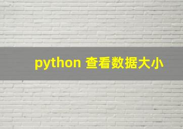 python 查看数据大小