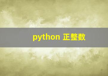 python 正整数