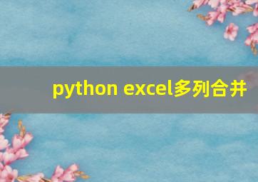 python excel多列合并