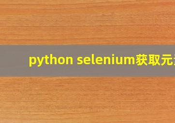 python selenium获取元素