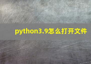 python3.9怎么打开文件