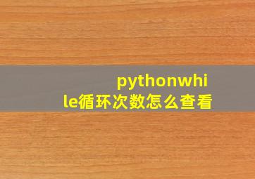 pythonwhile循环次数怎么查看