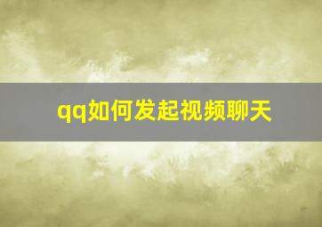 qq如何发起视频聊天