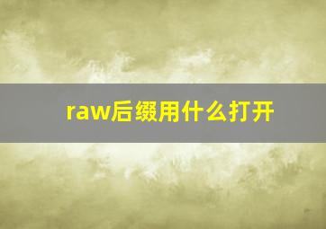 raw后缀用什么打开