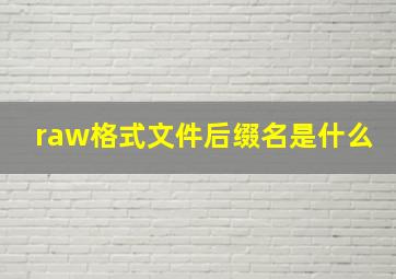 raw格式文件后缀名是什么