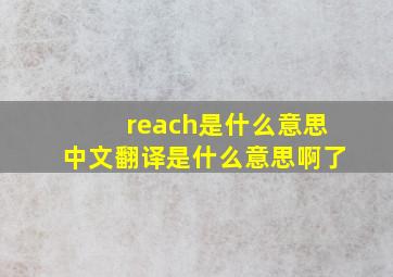 reach是什么意思中文翻译是什么意思啊了