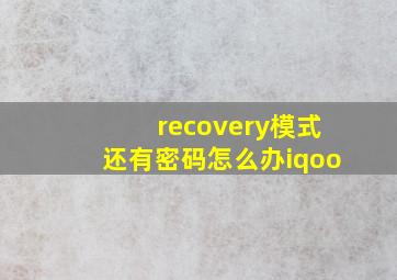 recovery模式还有密码怎么办iqoo