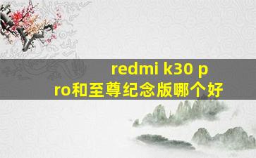 redmi k30 pro和至尊纪念版哪个好