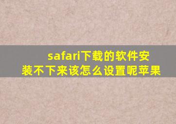 safari下载的软件安装不下来该怎么设置呢苹果