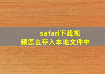 safari下载视频怎么存入本地文件中