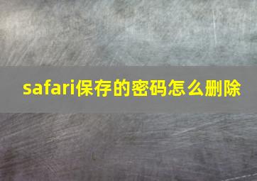 safari保存的密码怎么删除