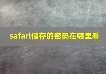 safari储存的密码在哪里看