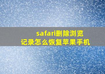 safari删除浏览记录怎么恢复苹果手机