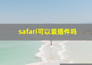 safari可以装插件吗