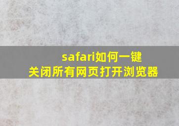 safari如何一键关闭所有网页打开浏览器