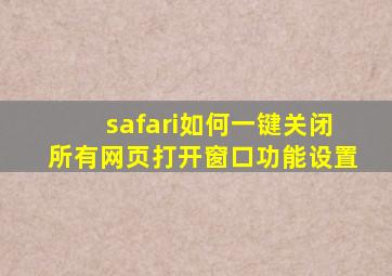 safari如何一键关闭所有网页打开窗口功能设置