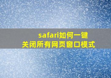 safari如何一键关闭所有网页窗口模式