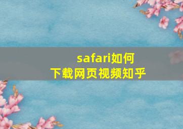 safari如何下载网页视频知乎