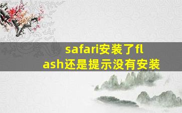 safari安装了flash还是提示没有安装