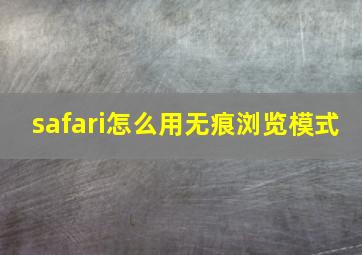 safari怎么用无痕浏览模式