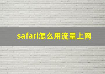 safari怎么用流量上网