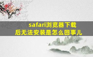 safari浏览器下载后无法安装是怎么回事儿