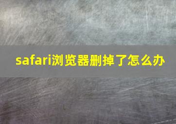 safari浏览器删掉了怎么办