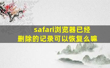 safari浏览器已经删除的记录可以恢复么嘛