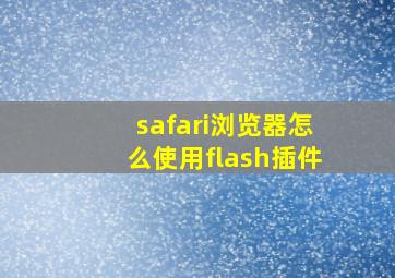 safari浏览器怎么使用flash插件