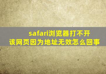 safari浏览器打不开该网页因为地址无效怎么回事