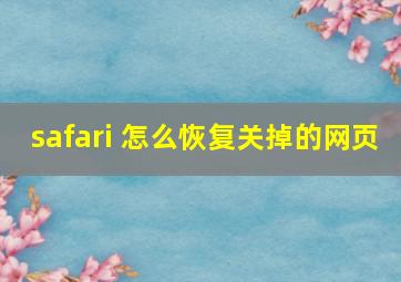 safari 怎么恢复关掉的网页