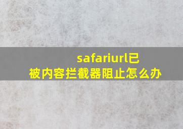 safariurl已被内容拦截器阻止怎么办