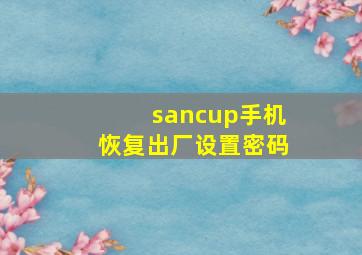 sancup手机恢复出厂设置密码