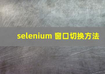 selenium 窗口切换方法