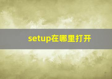 setup在哪里打开