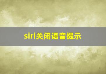 siri关闭语音提示