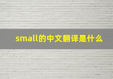 small的中文翻译是什么