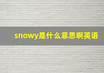 snowy是什么意思啊英语