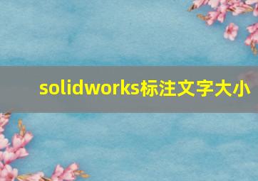 solidworks标注文字大小