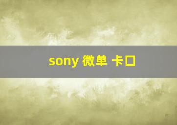 sony 微单 卡口