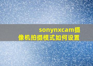 sonynxcam摄像机拍摄模式如何设置