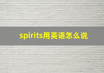 spirits用英语怎么说