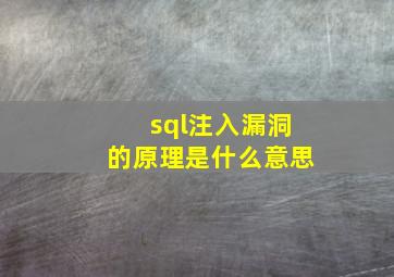 sql注入漏洞的原理是什么意思