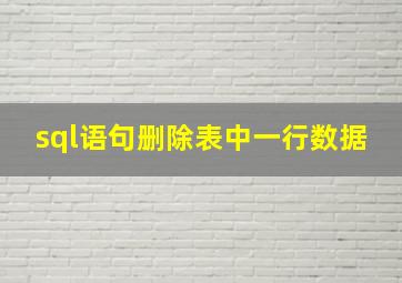 sql语句删除表中一行数据