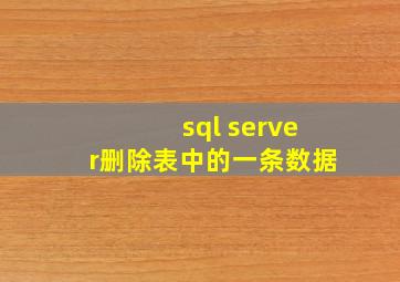 sql server删除表中的一条数据