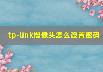 tp-link摄像头怎么设置密码