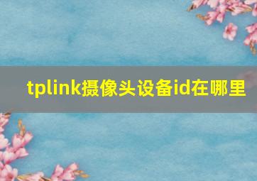 tplink摄像头设备id在哪里