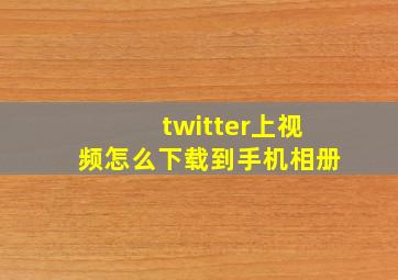 twitter上视频怎么下载到手机相册