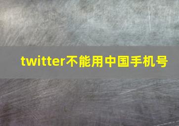 twitter不能用中国手机号